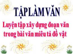 Tập làm văn: Luyện tập xây dựng đoạn văn miêu tả đồ vật