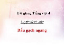 Luyện từ và câu: Dấu gạch ngang