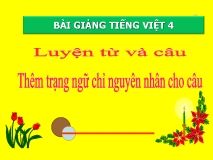 Luyện từ và câu: Thêm trạng ngữ chỉ nguyên nhân cho câu