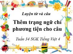 Luyện từ và câu: Thêm trạng ngữ chỉ phương tiện cho câu