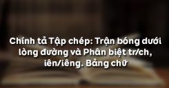 Chính tả Tập chép: Trận bóng dưới lòng đường và Phân biệt tr/ch, iên/iêng. Bảng chữ