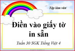 Tập làm văn: Điền vào giấy tờ in sẵn