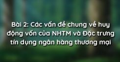 Bài 2: Các vấn đề chung về huy động vốn của NHTM và Đặc trưng tín dụng ngân hàng thương mại