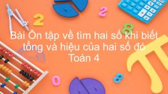 Ôn tập về tìm hai số khi biết tổng và hiệu của hai số đó